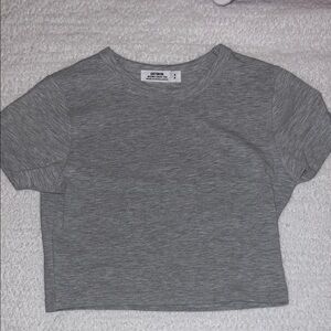 Cotton On Light Gray Micro Crop Tee